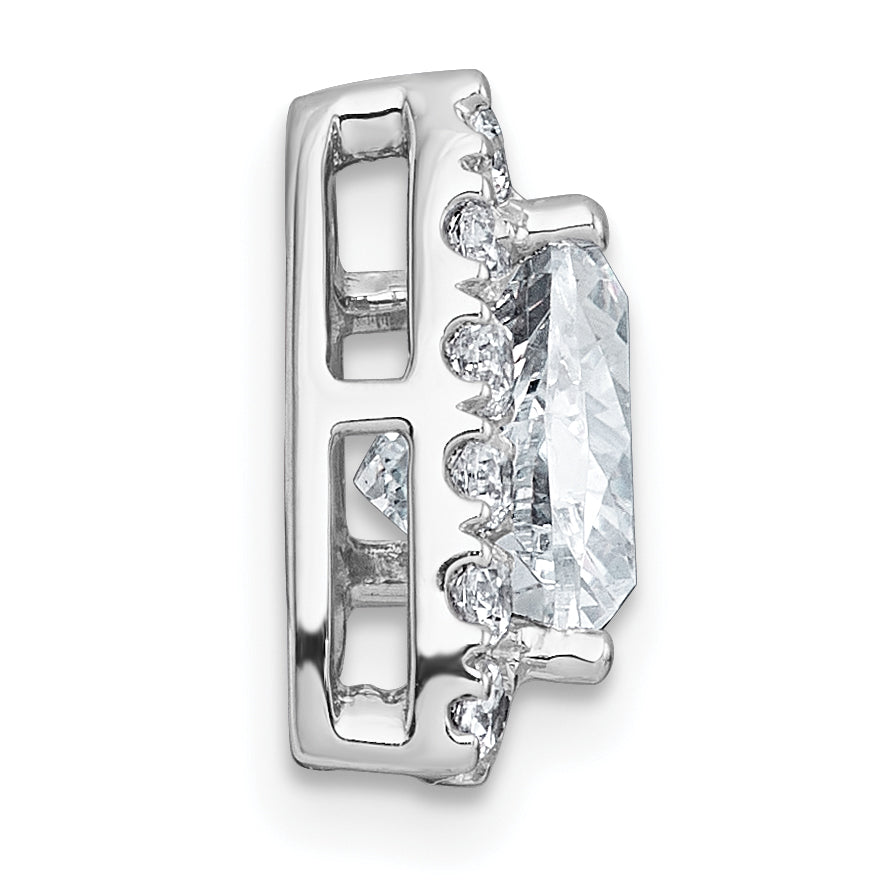 14k White Gold 1 7/8 carat Certified Lab Grown Diamond VS+ F+ Trillion Complete Halo Chain Slide Pendant