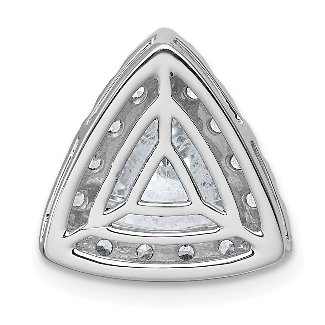 14k White Gold 2 5/8 carat Lab Grown Diamond VS+ F+ Trillion Complete Halo Chain Slide Pendant