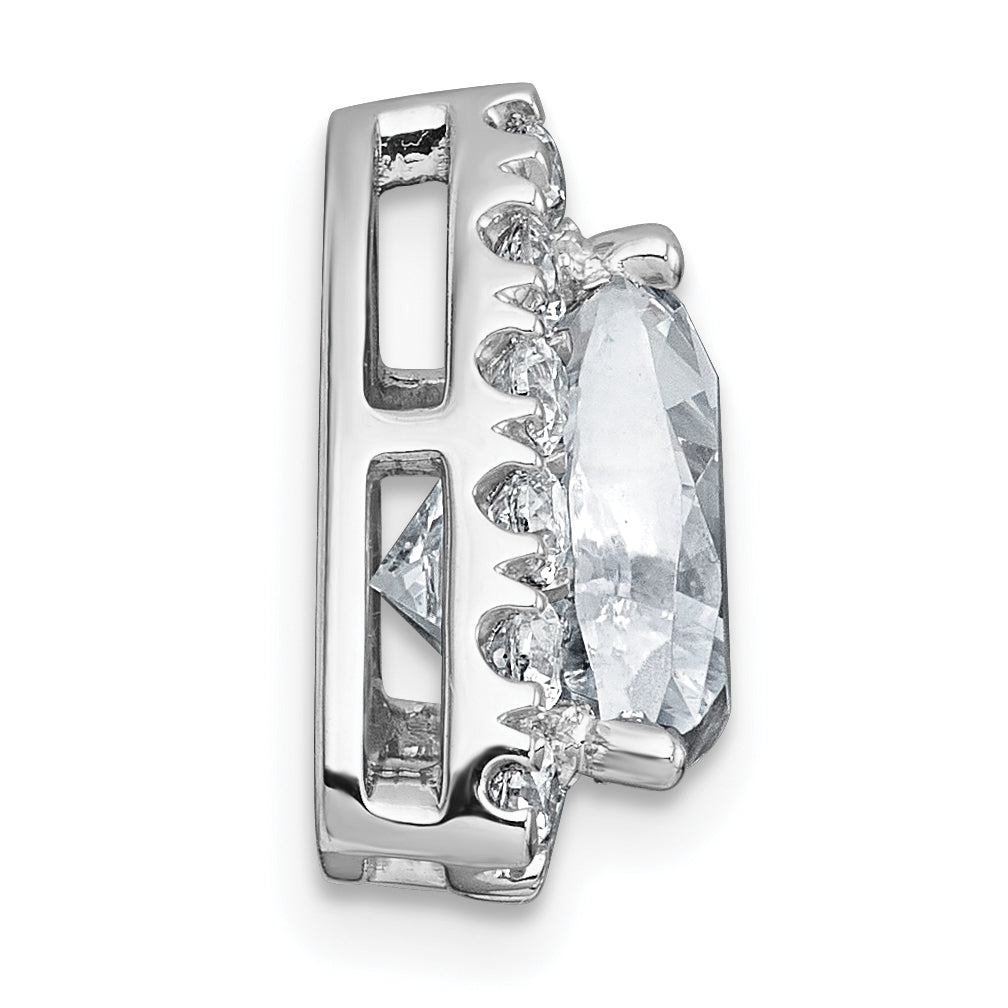 14k White Gold 3 1/4 carat Certified Lab Grown Diamond VS+ F+ Trillion Complete Halo Chain Slide Pendant Secondary image
