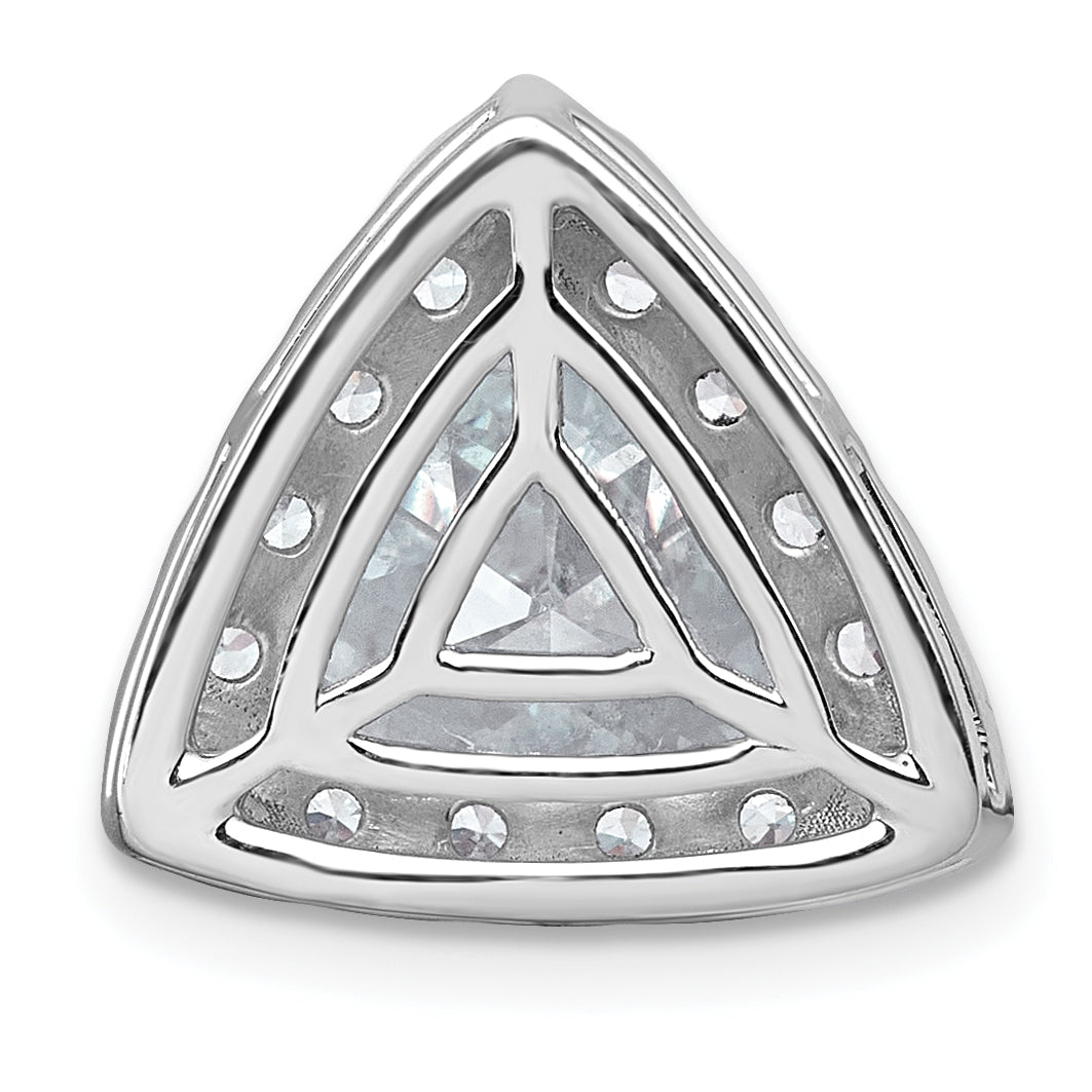14k White Gold 3 1/4 carat Lab Grown Diamond VS+ F+ Trillion Complete Halo Chain Slide Pendant