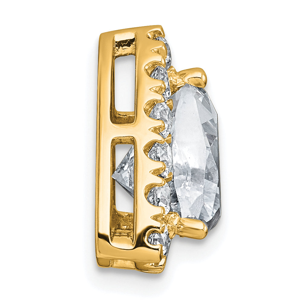 14k 3 1/4 carat Lab Grown Diamond VS+ F+ Trillion Complete Halo Chain Slide Pendant
