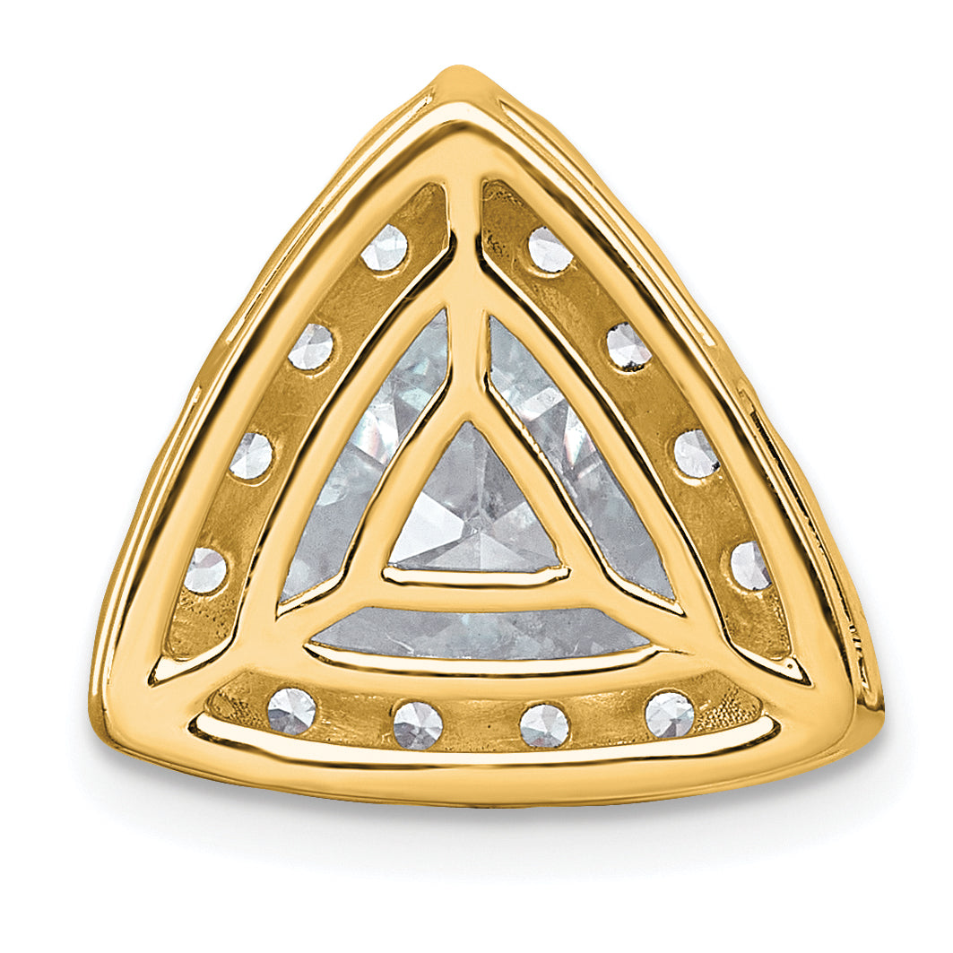 14k 3 1/4 carat Lab Grown Diamond VS+ F+ Trillion Complete Halo Chain Slide Pendant
