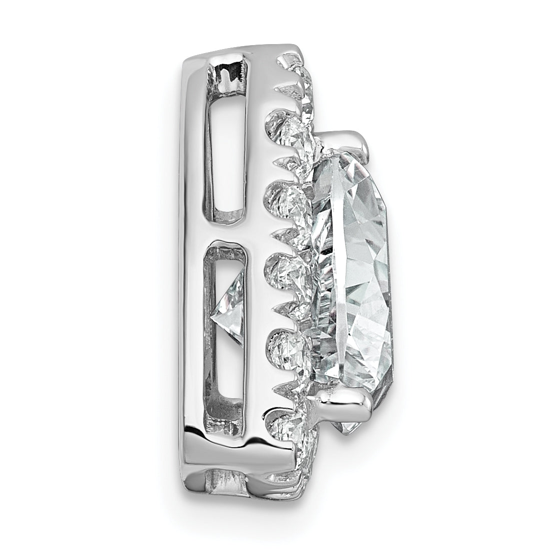 14k White Gold 3 7/8 carat Certified Lab Grown Diamond VS+ F+ Trillion Complete Halo Chain Slide Pendant Secondary image