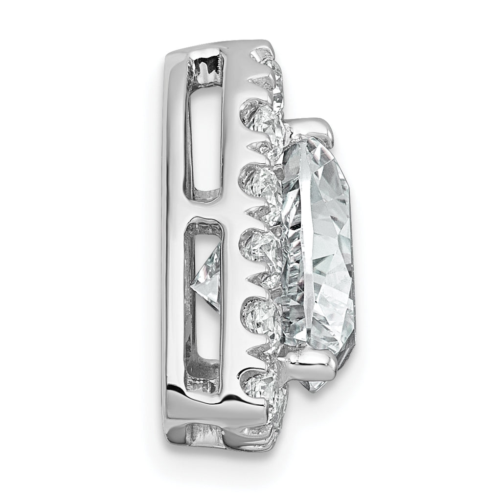 14k White Gold 3 7/8 carat Lab Grown Diamond VS+ F+ Trillion Complete Halo Chain Slide Pendant