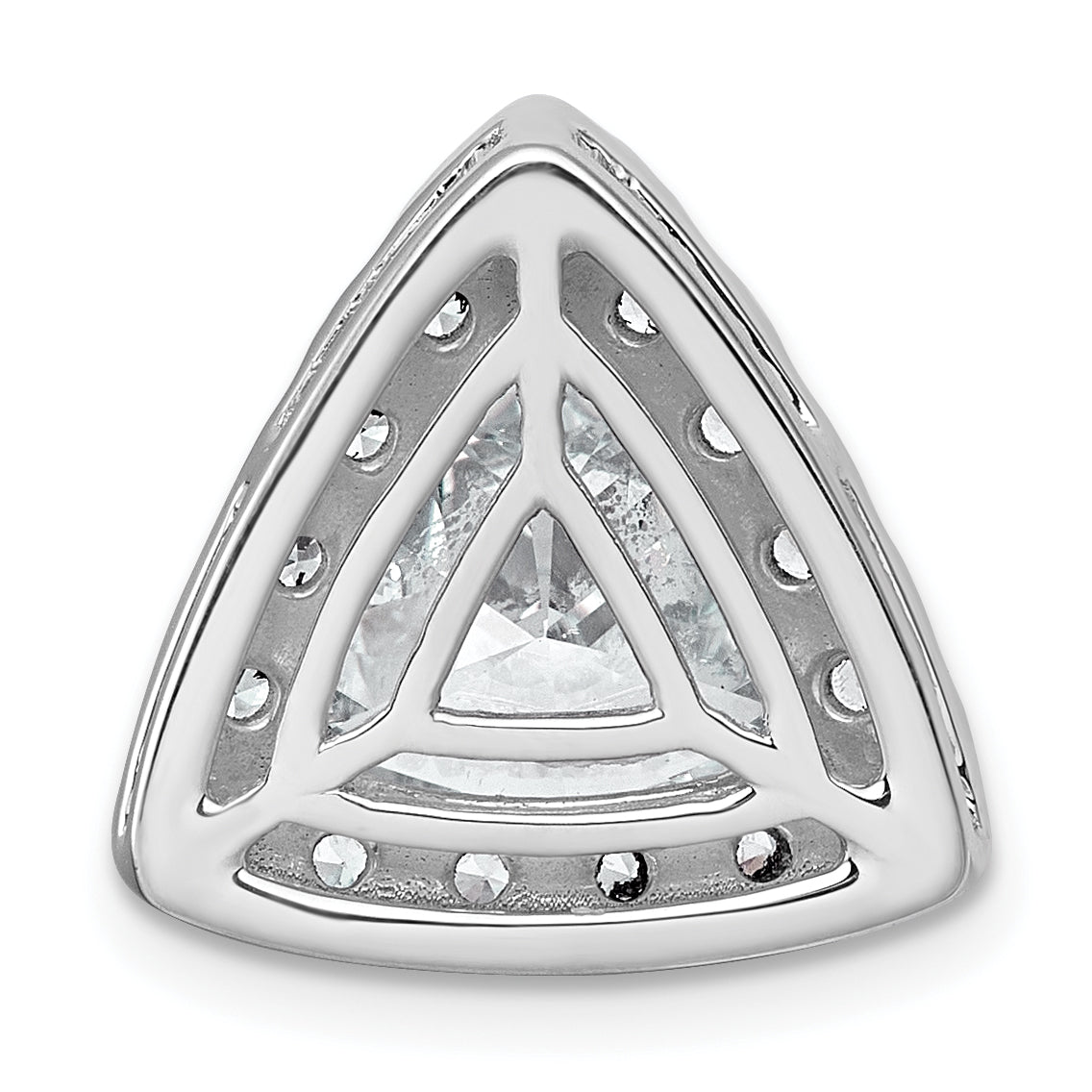 14k White Gold 3 7/8 carat Lab Grown Diamond VS+ F+ Trillion Complete Halo Chain Slide Pendant