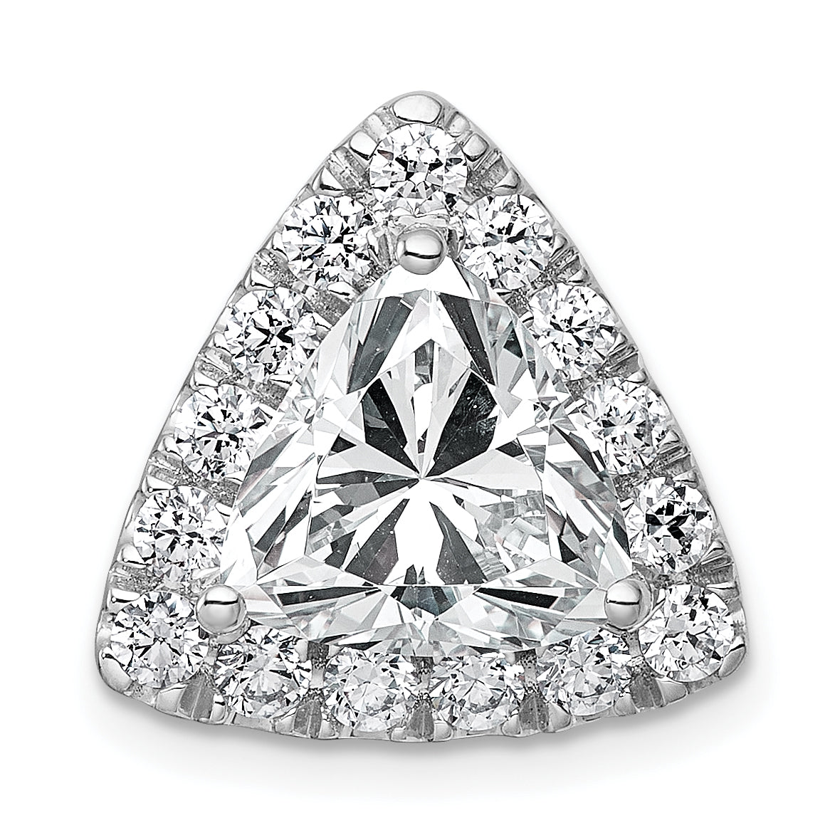 14k White Gold 3 7/8 carat Lab Grown Diamond VS+ F+ Trillion Complete Halo Chain Slide Pendant