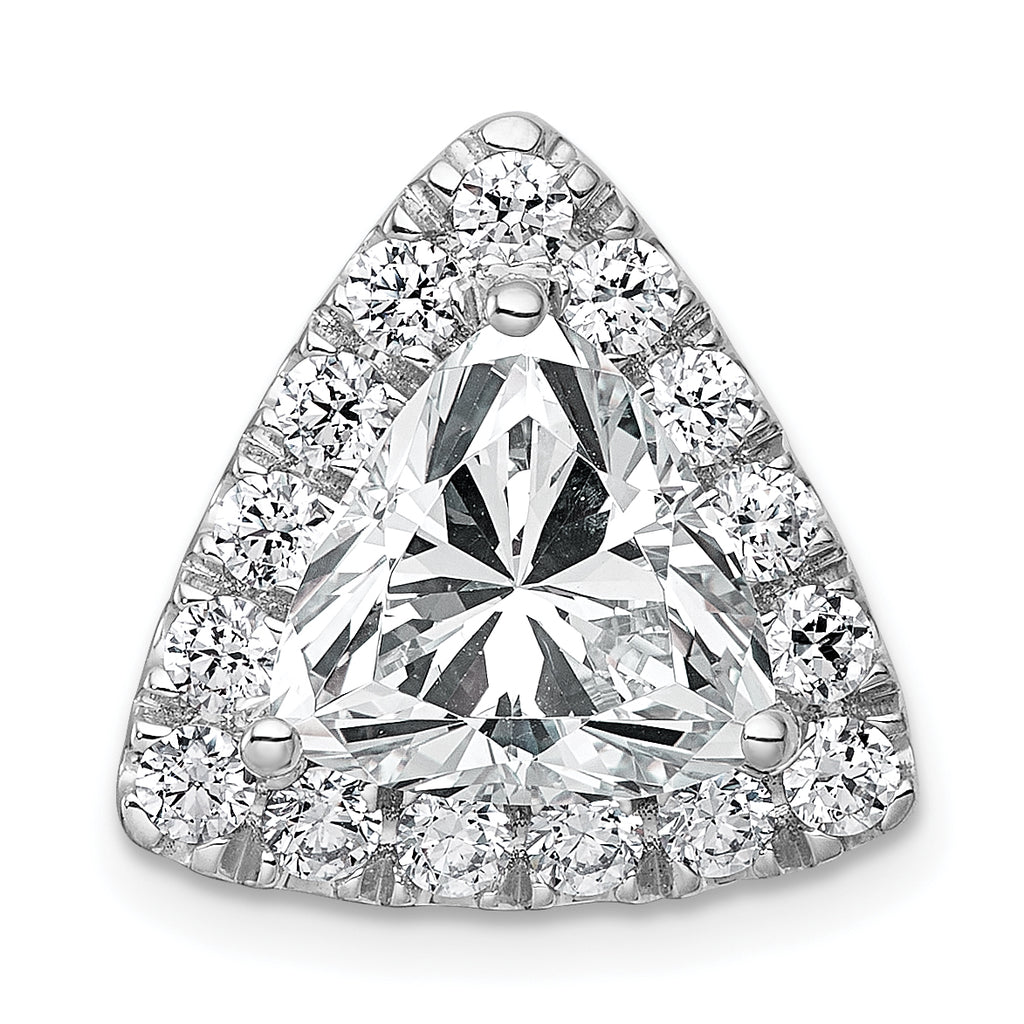 14k White Gold 3 7/8 carat Lab Grown Diamond VS+ F+ Trillion Complete Halo Chain Slide Pendant