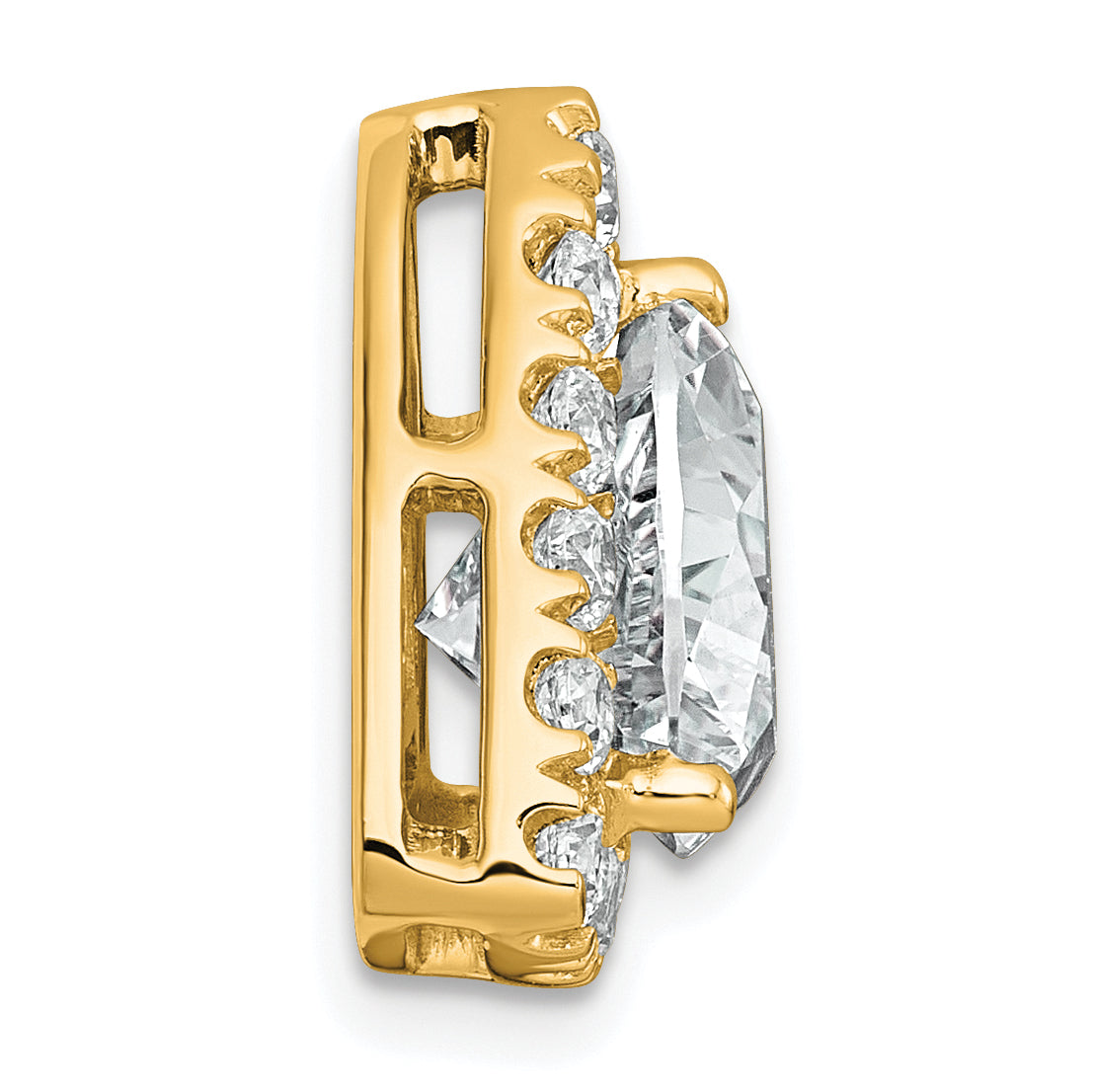 14k 3 7/8 carat Lab Grown Diamond VS+ F+ Trillion Complete Halo Chain Slide Pendant Secondary image