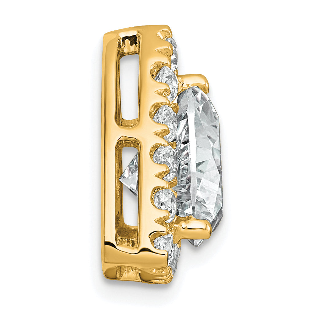 14k 3 7/8 carat Lab Grown Diamond VS+ F+ Trillion Complete Halo Chain Slide Pendant
