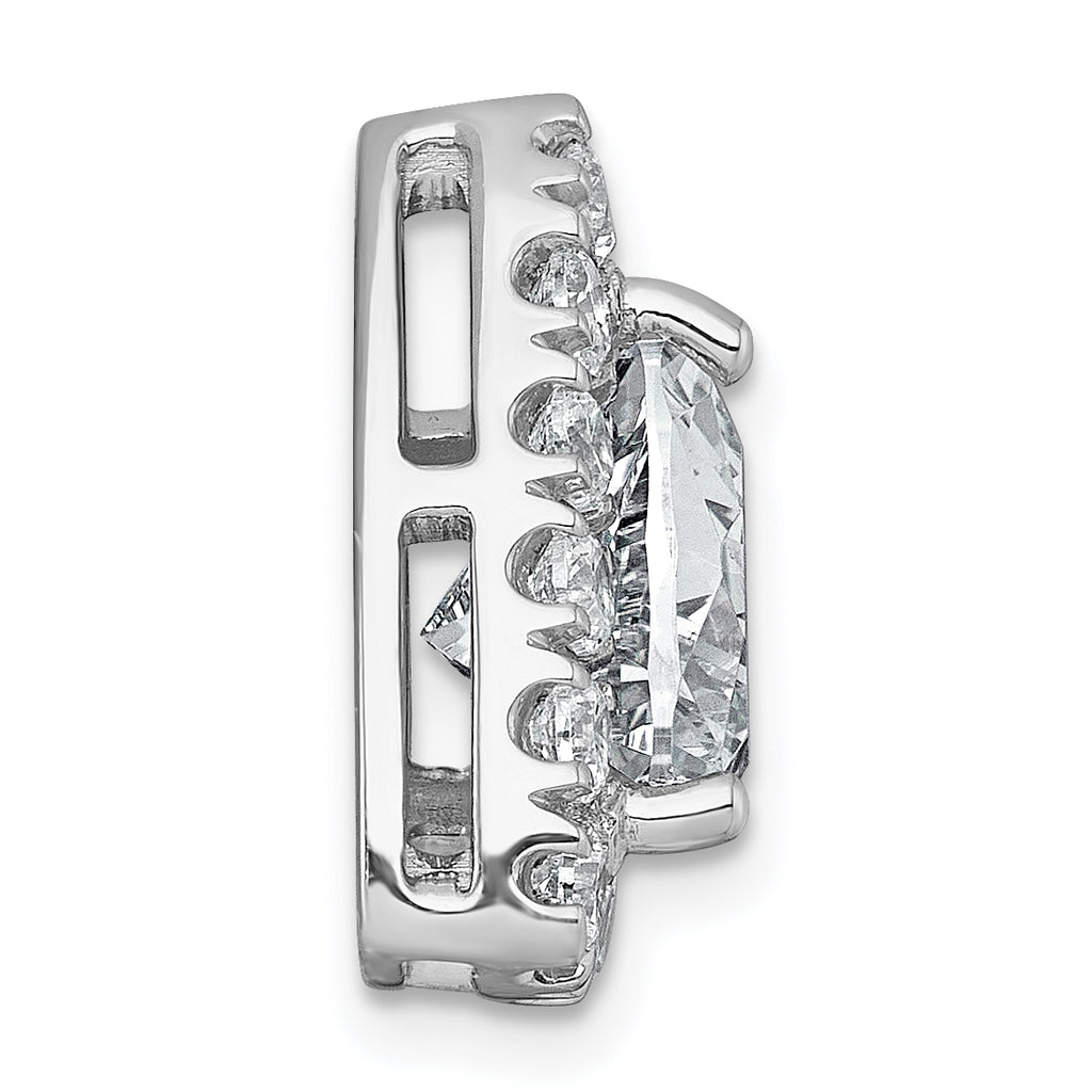 14k White Gold 5 carat Lab Grown Diamond VS+ F+ Trillion Complete Halo Chain Slide Pendant