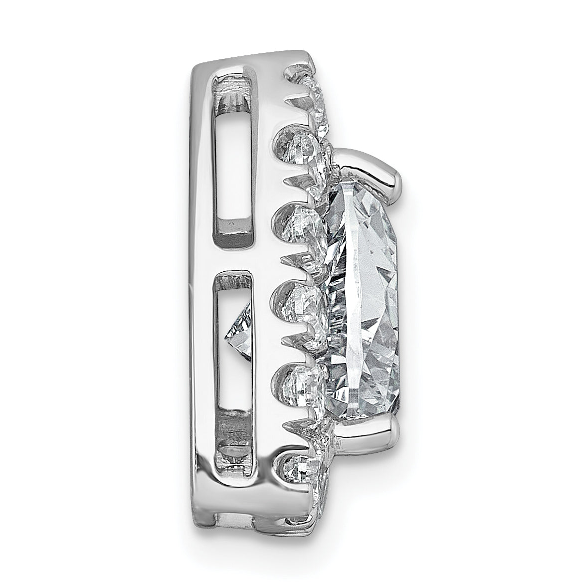 14k White Gold 5 carat Lab Grown Diamond VS+ F+ Trillion Complete Halo Chain Slide Pendant
