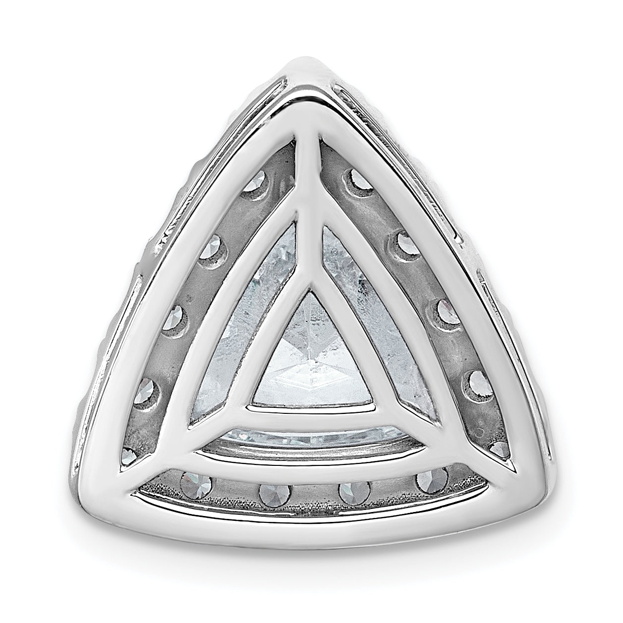 14k White Gold 5 carat Lab Grown Diamond VS+ F+ Trillion Complete Halo Chain Slide Pendant
