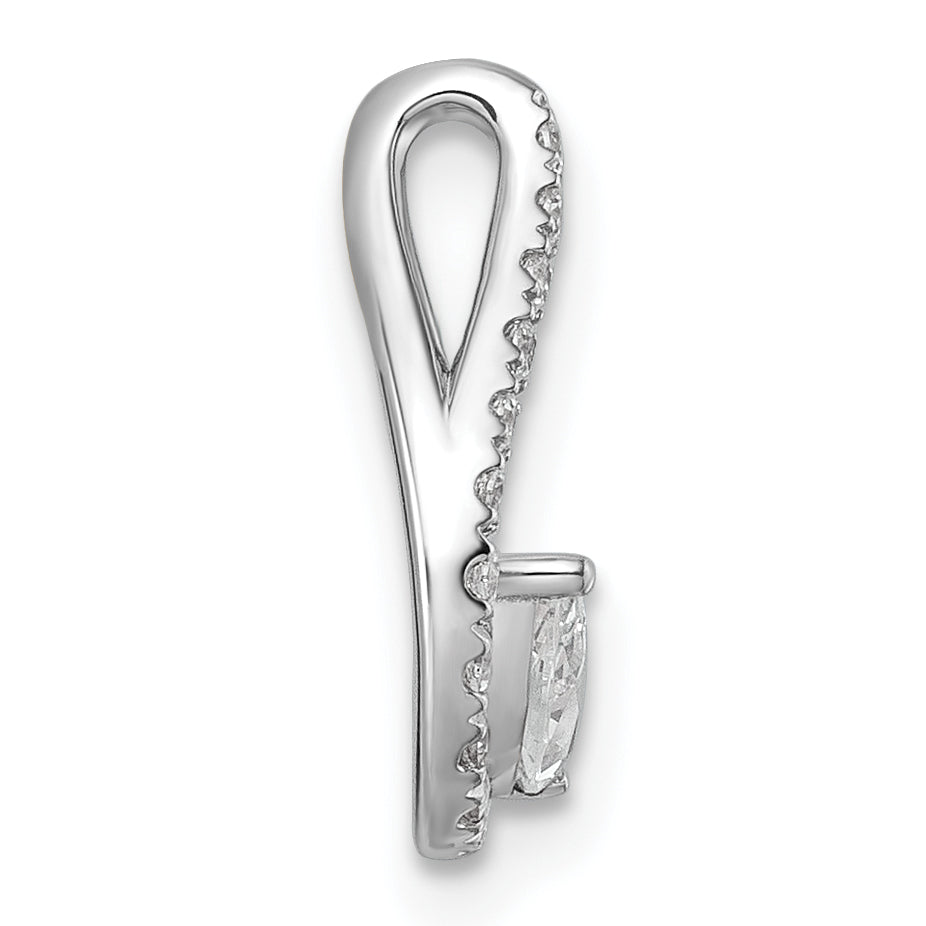 14k White Gold 1/3 carat Lab Grown Diamond VS+ F+ Complete Fashion Teardrop Chain Slide Pendant Secondary image