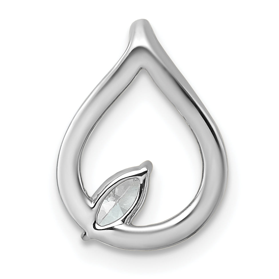 14k White Gold 1/3 carat Lab Grown Diamond VS+ F+ Complete Fashion Teardrop Chain Slide Pendant