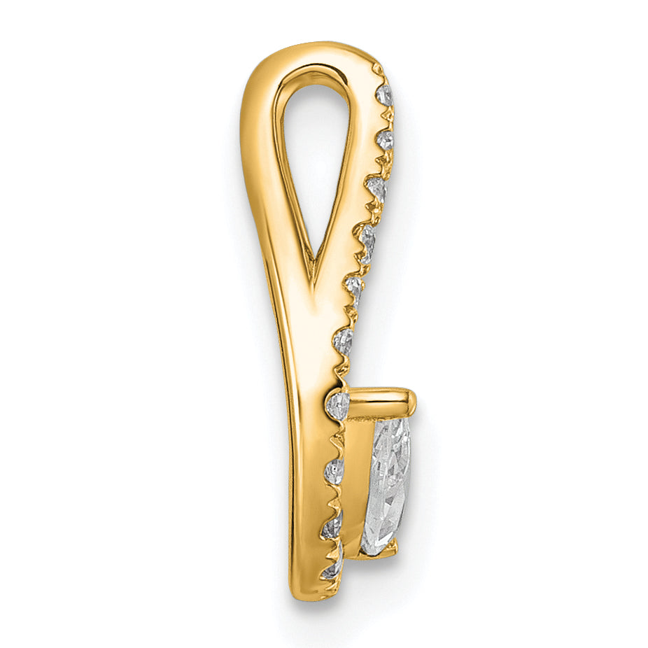 14k 1/3 carat Lab Grown Diamond VS+ F+ Complete Fashion Teardrop Chain Slide Pendant