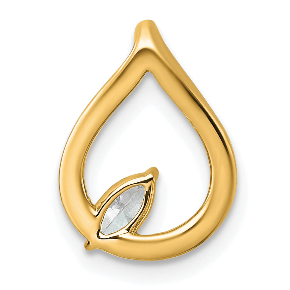 14k 1/3 carat Lab Grown Diamond VS+ F+ Complete Fashion Teardrop Chain Slide Pendant