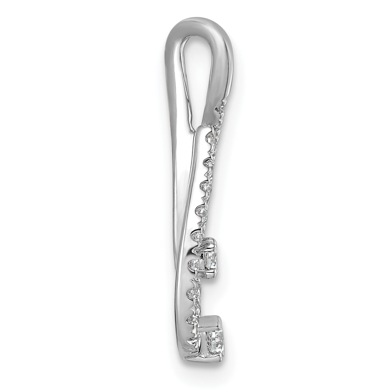 14k White Gold 3/8 carat Lab Grown Diamond VS+ F+ Complete Fashion Teardrop Chain Slide Pendant Secondary image