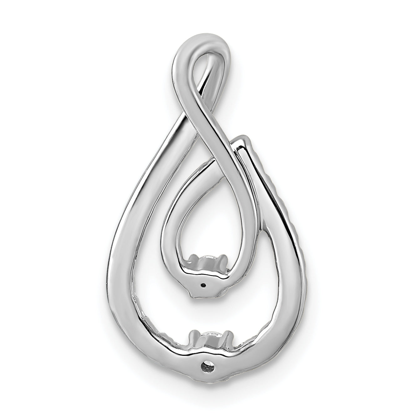 14k White Gold 3/8 carat Lab Grown Diamond VS+ F+ Complete Fashion Teardrop Chain Slide Pendant