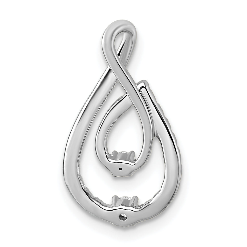 14k White Gold 3/8 carat Lab Grown Diamond VS+ F+ Complete Fashion Teardrop Chain Slide Pendant