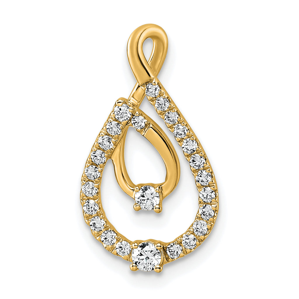 14k 3/8 carat Lab Grown Diamond VS+ F+ Complete Fashion Teardrop Chain Slide Pendant