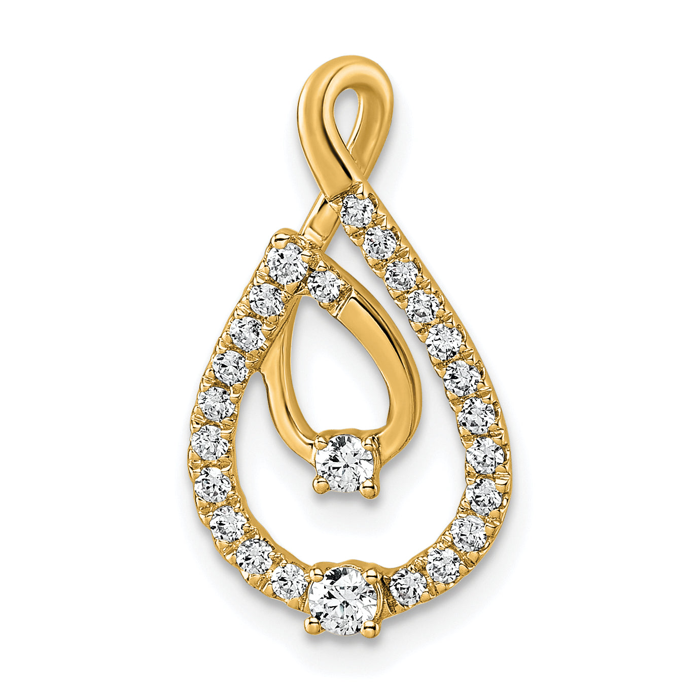 14k 3/8 carat Lab Grown Diamond VS+ F+ Complete Fashion Teardrop Chain Slide Pendant