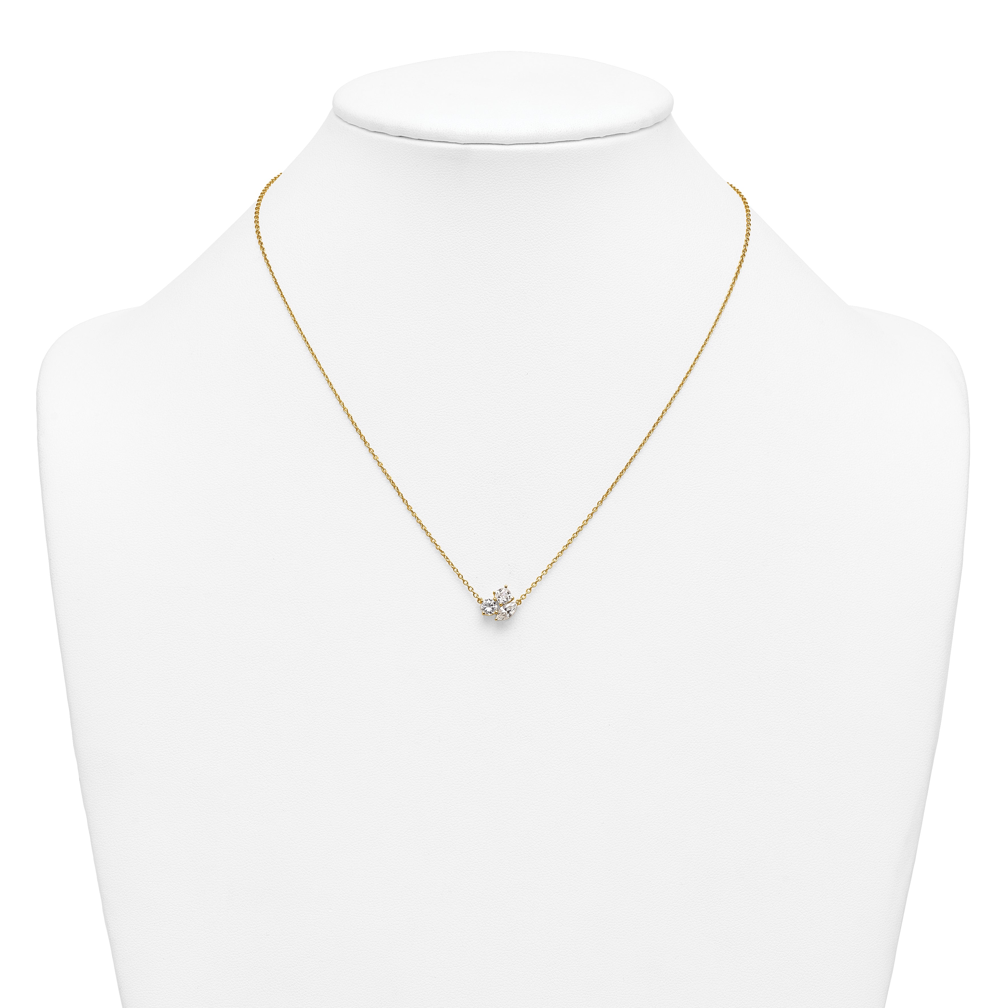 14k 1 carat Lab Grown Diamond VS+ F+ Complete 18 inch Three Stone Fashion Necklace