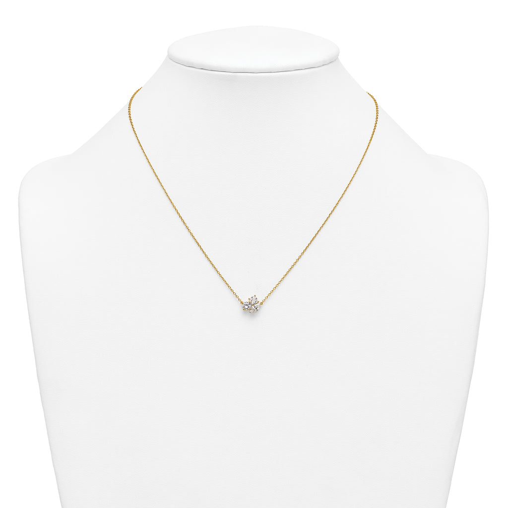 14k 1 carat Lab Grown Diamond VS+ F+ Complete 18 inch Three Stone Fashion Necklace