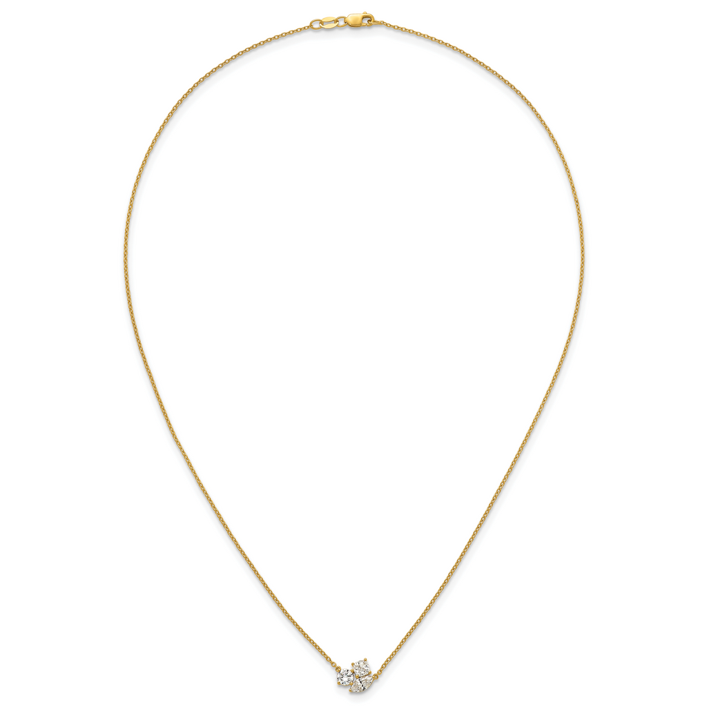 14k 1 carat Lab Grown Diamond VS+ F+ Complete 18 inch Three Stone Fashion Necklace
