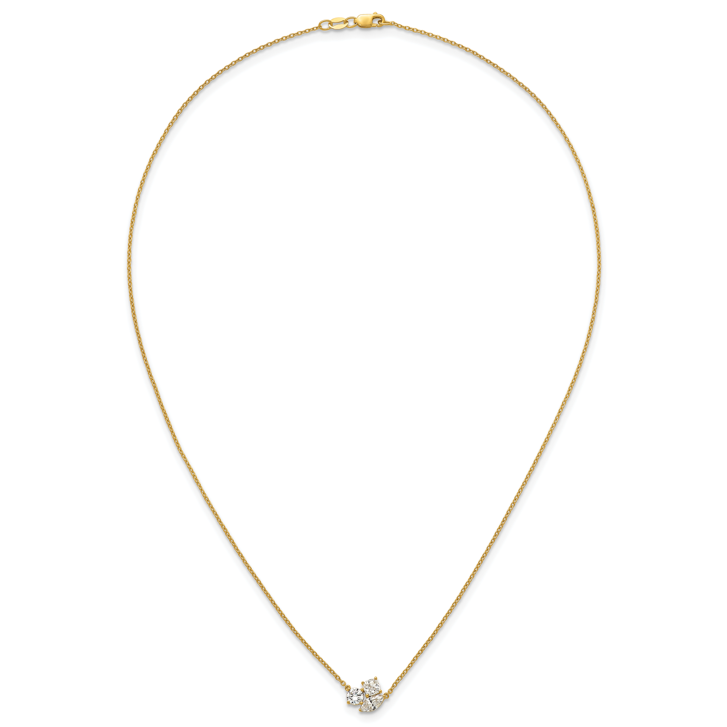 14k 1 carat Lab Grown Diamond VS+ F+ Complete 18 inch Three Stone Fashion Necklace