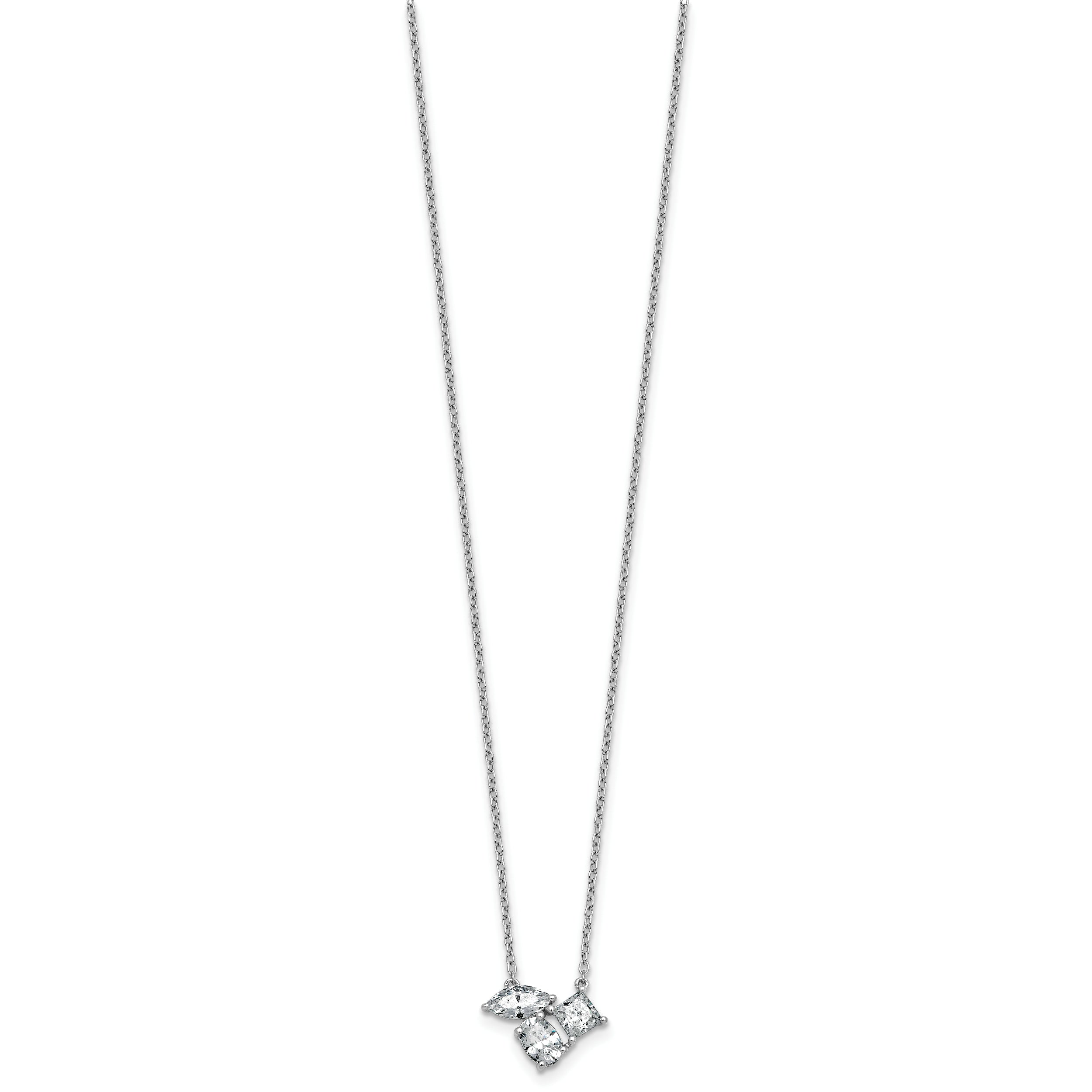 14k White Gold 1 carat Lab Grown Diamond VS+ F+ Complete 18 inch Three Stone Fashion Necklace