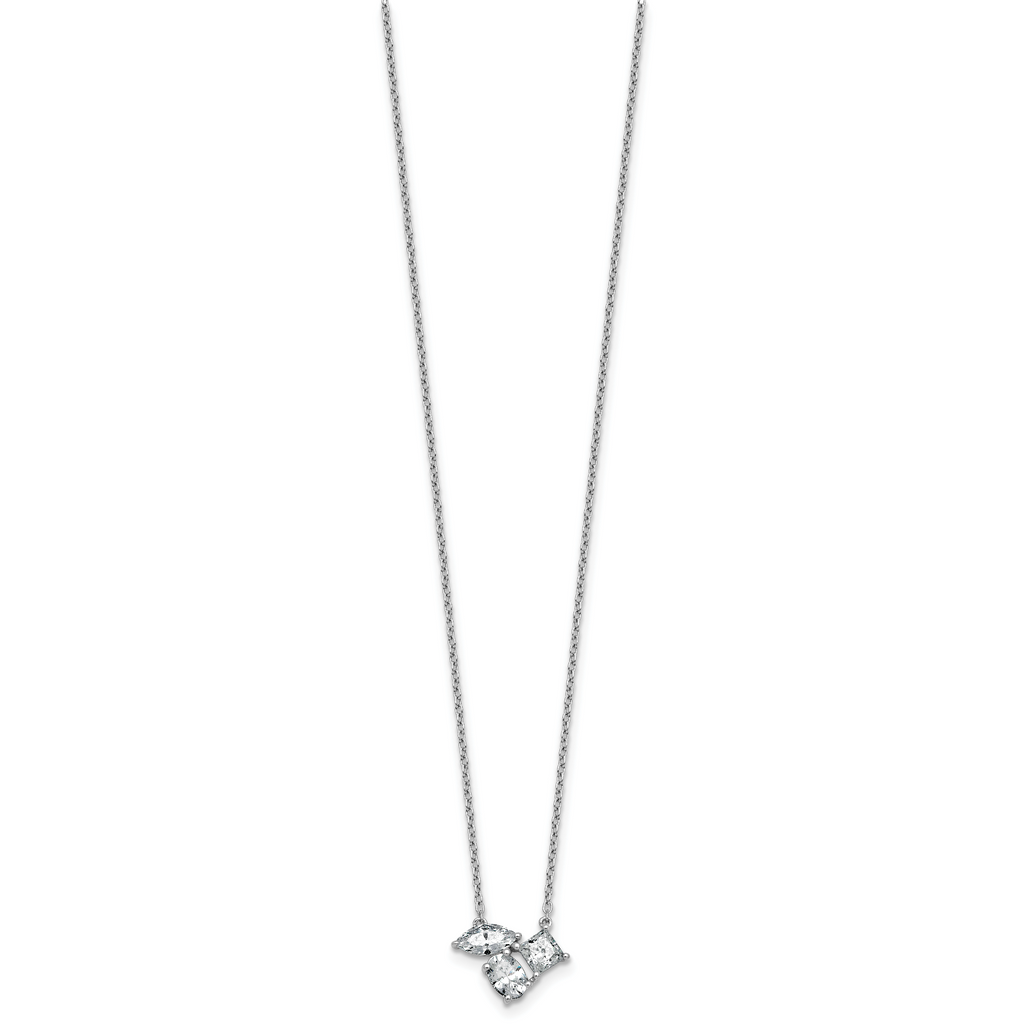 14k White Gold 1 carat Lab Grown Diamond VS+ F+ Complete 18 inch Three Stone Fashion Necklace