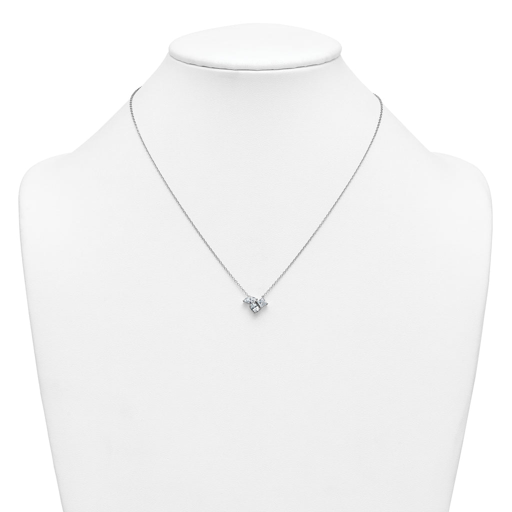 14k White Gold 1 carat Lab Grown Diamond VS+ F+ Complete 18 inch Three Stone Fashion Necklace
