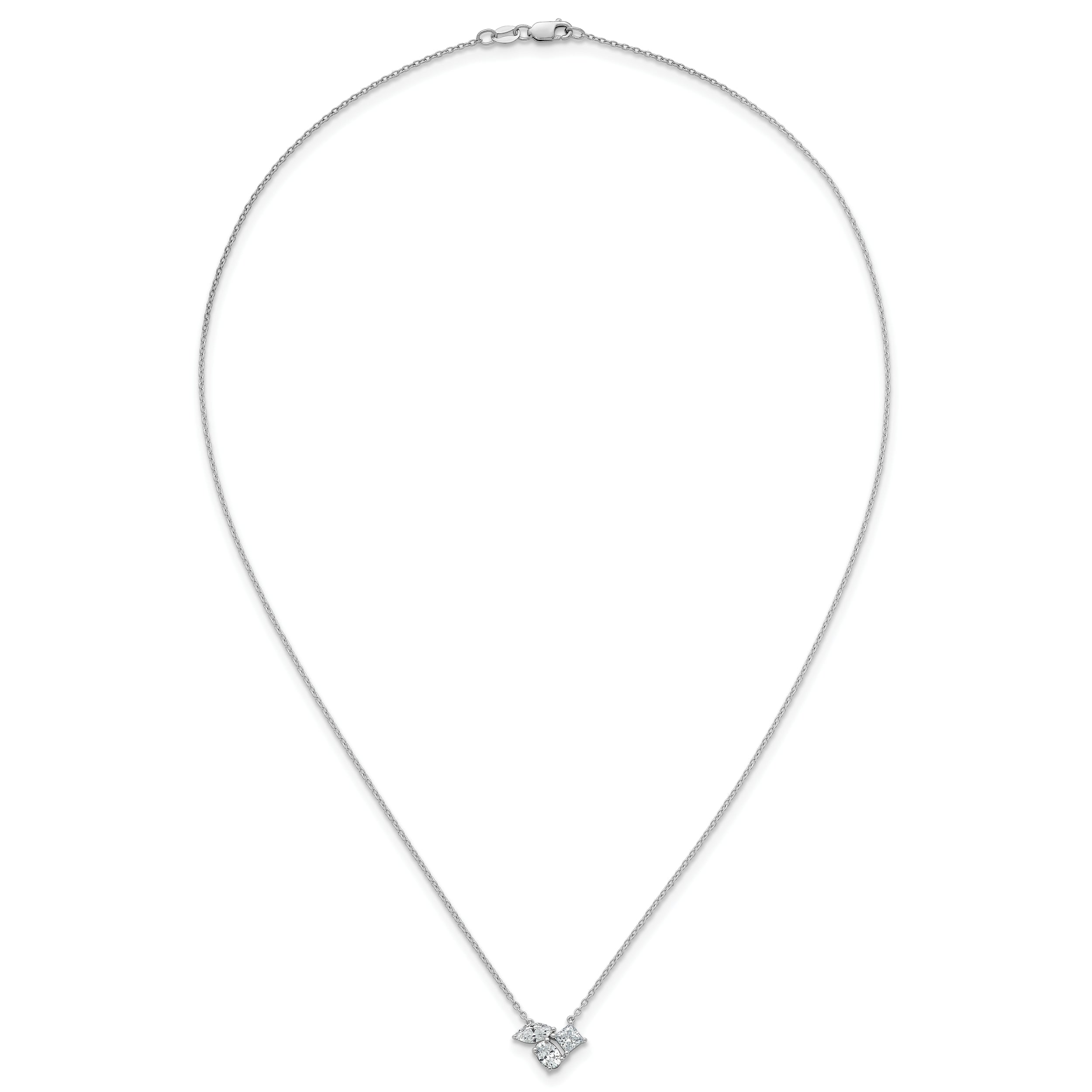 14k White Gold 1 carat Lab Grown Diamond VS+ F+ Complete 18 inch Three Stone Fashion Necklace
