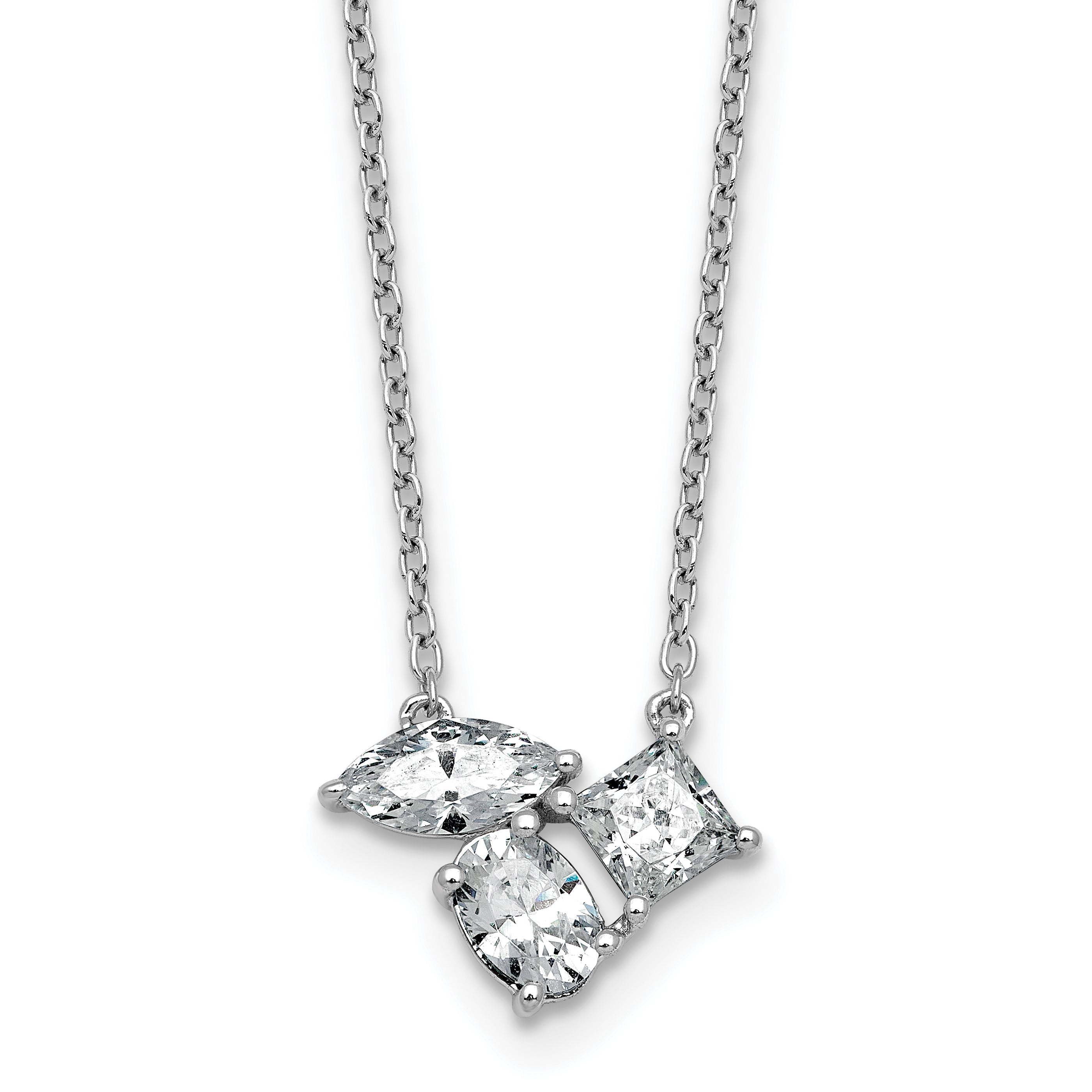 14k White Gold 1 carat Lab Grown Diamond VS+ F+ Complete 18 inch Three Stone Fashion Necklace Main image