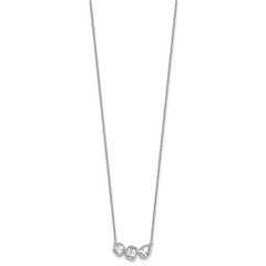 14k White Gold 1 carat Lab Grown Diamond VS+ F+ Complete 18 inch Three Stone Fashion Necklace