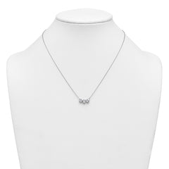 14k White Gold 1 carat Lab Grown Diamond VS+ F+ Complete 18 inch Three Stone Fashion Necklace