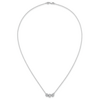 14k White Gold 1 carat Lab Grown Diamond VS+ F+ Complete 18 inch Three Stone Fashion Necklace