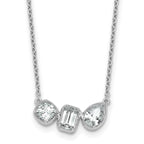 14k White Gold 1 carat Lab Grown Diamond VS+ F+ Complete 18 inch Three Stone Fashion Necklace