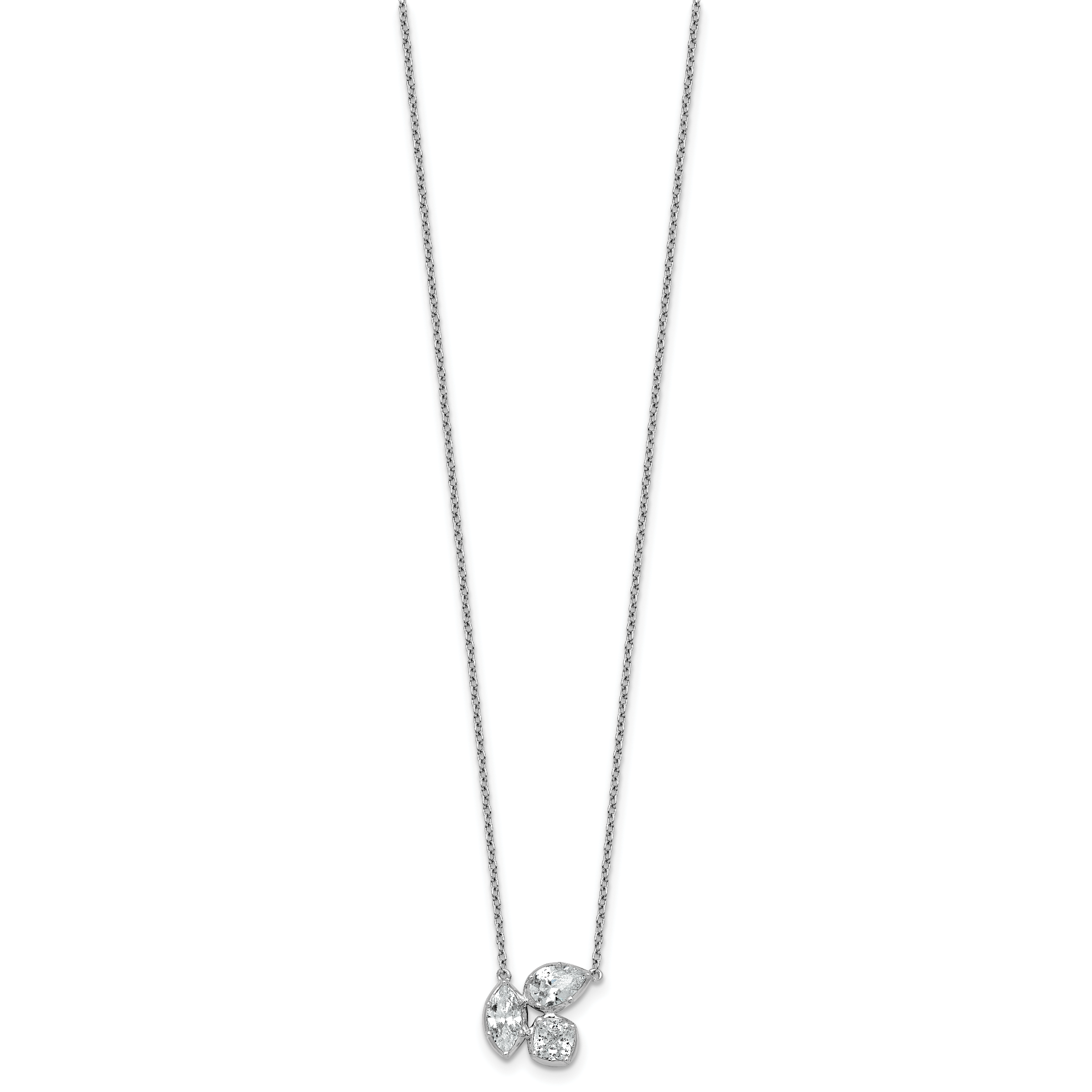 14k White Gold 1 carat Lab Grown Diamond VS+ F+ Complete 18 inch Three Stone Fashion Necklace Secondary image
