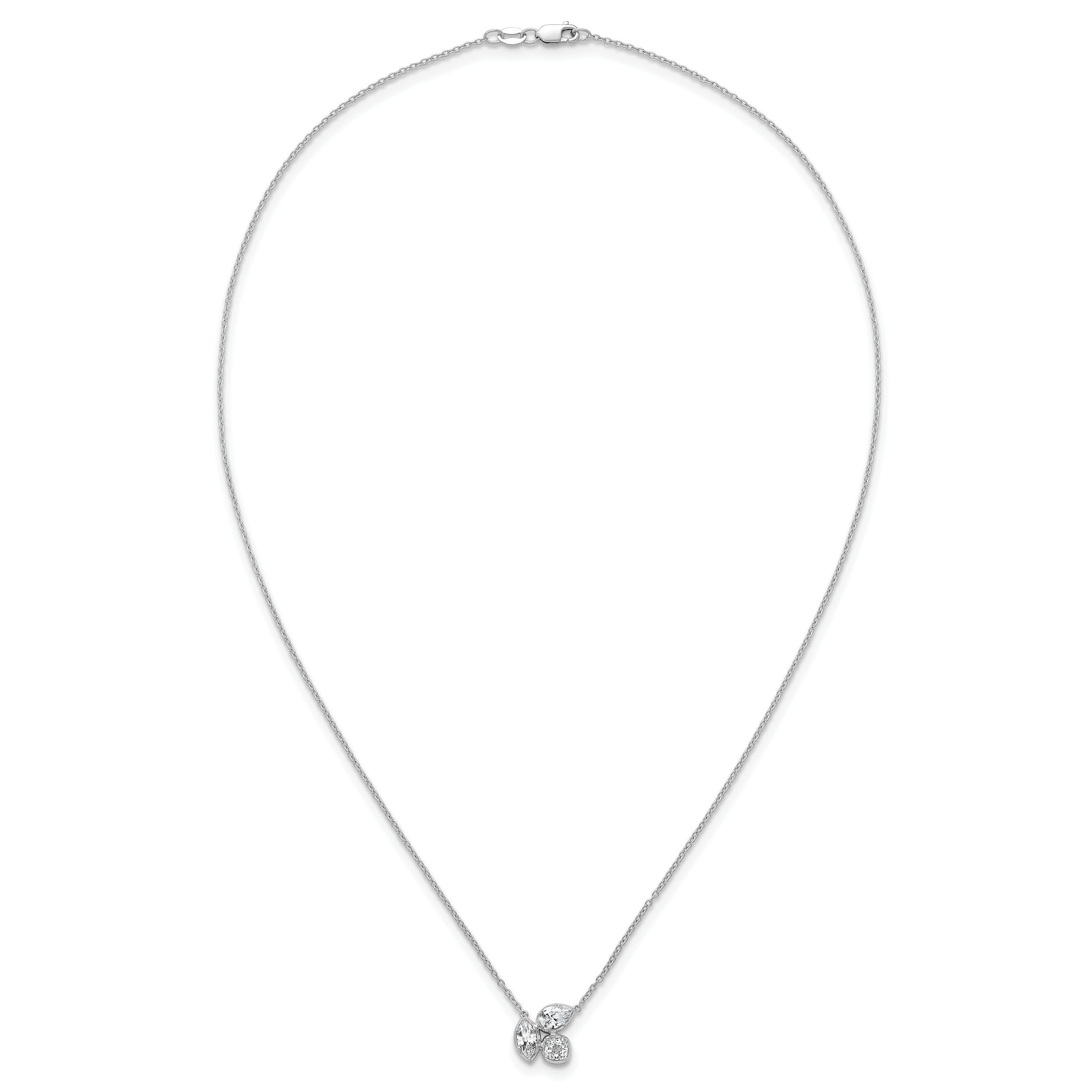 14k White Gold 1 carat Lab Grown Diamond VS+ F+ Complete 18 inch Three Stone Fashion Necklace