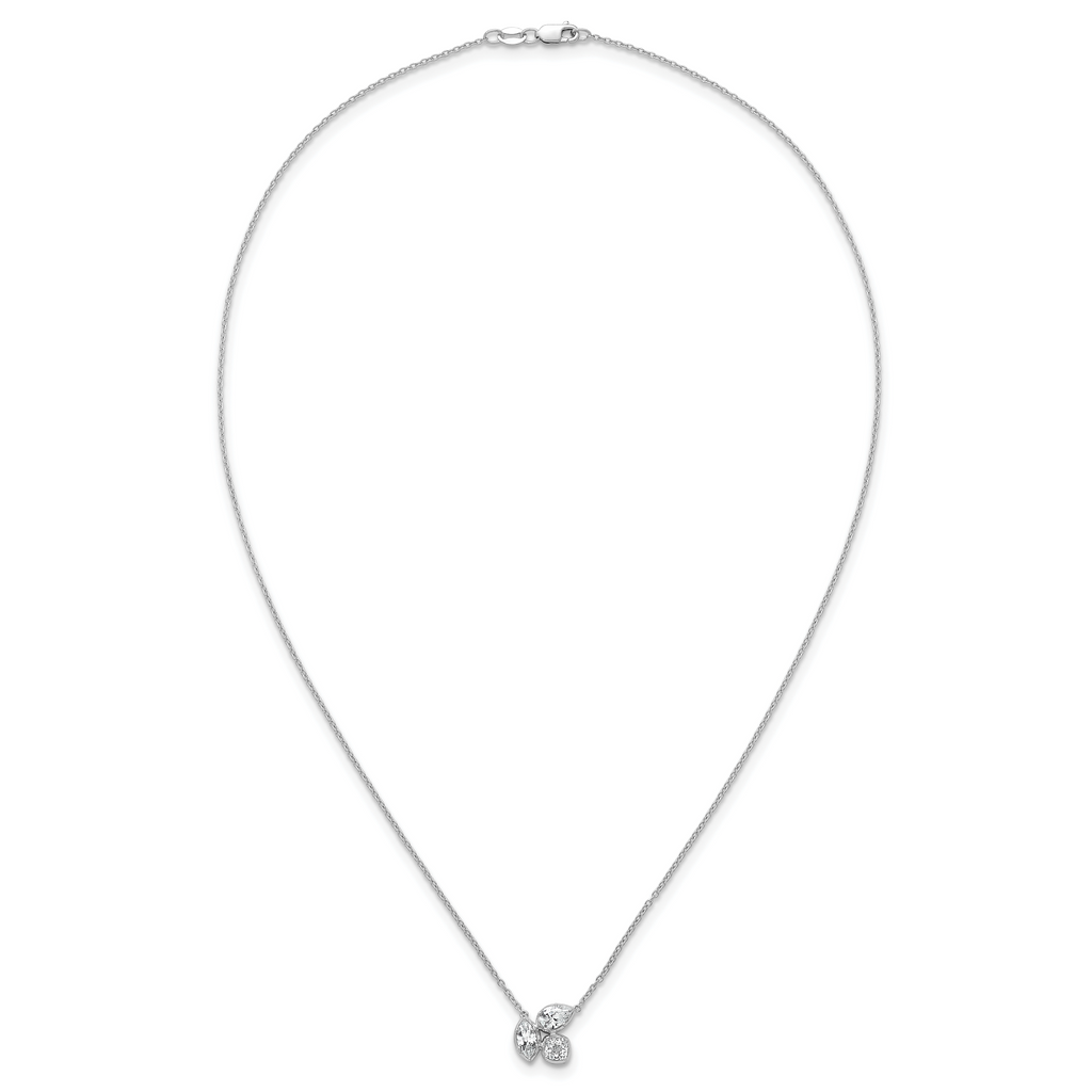 14k White Gold 1 carat Lab Grown Diamond VS+ F+ Complete 18 inch Three Stone Fashion Necklace