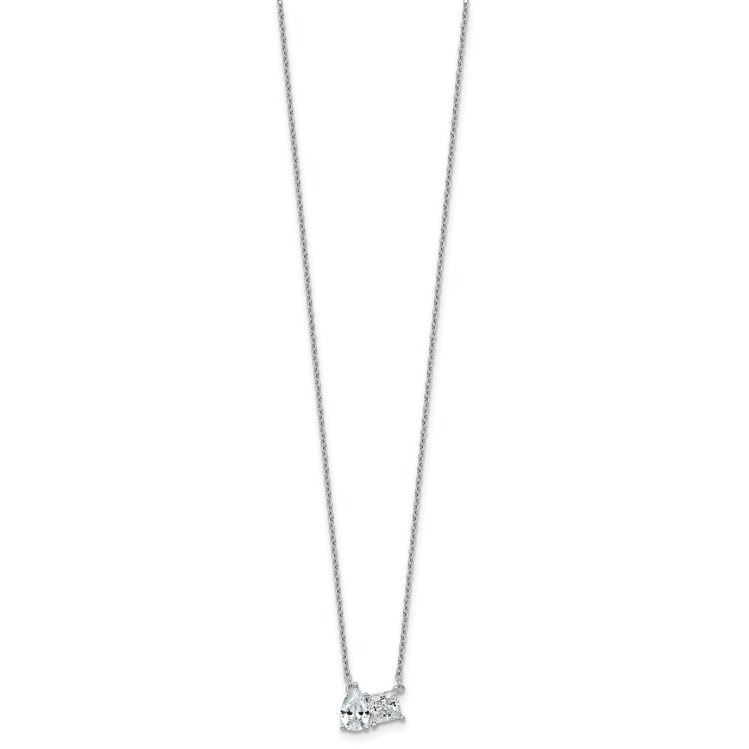 14k White Gold 1 carat Lab Grown Diamond VS+ F+ Complete 18 inch Two Stone Fashion Necklace