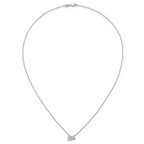 14k White Gold 1 carat Lab Grown Diamond VS+ F+ Complete 18 inch Two Stone Fashion Necklace