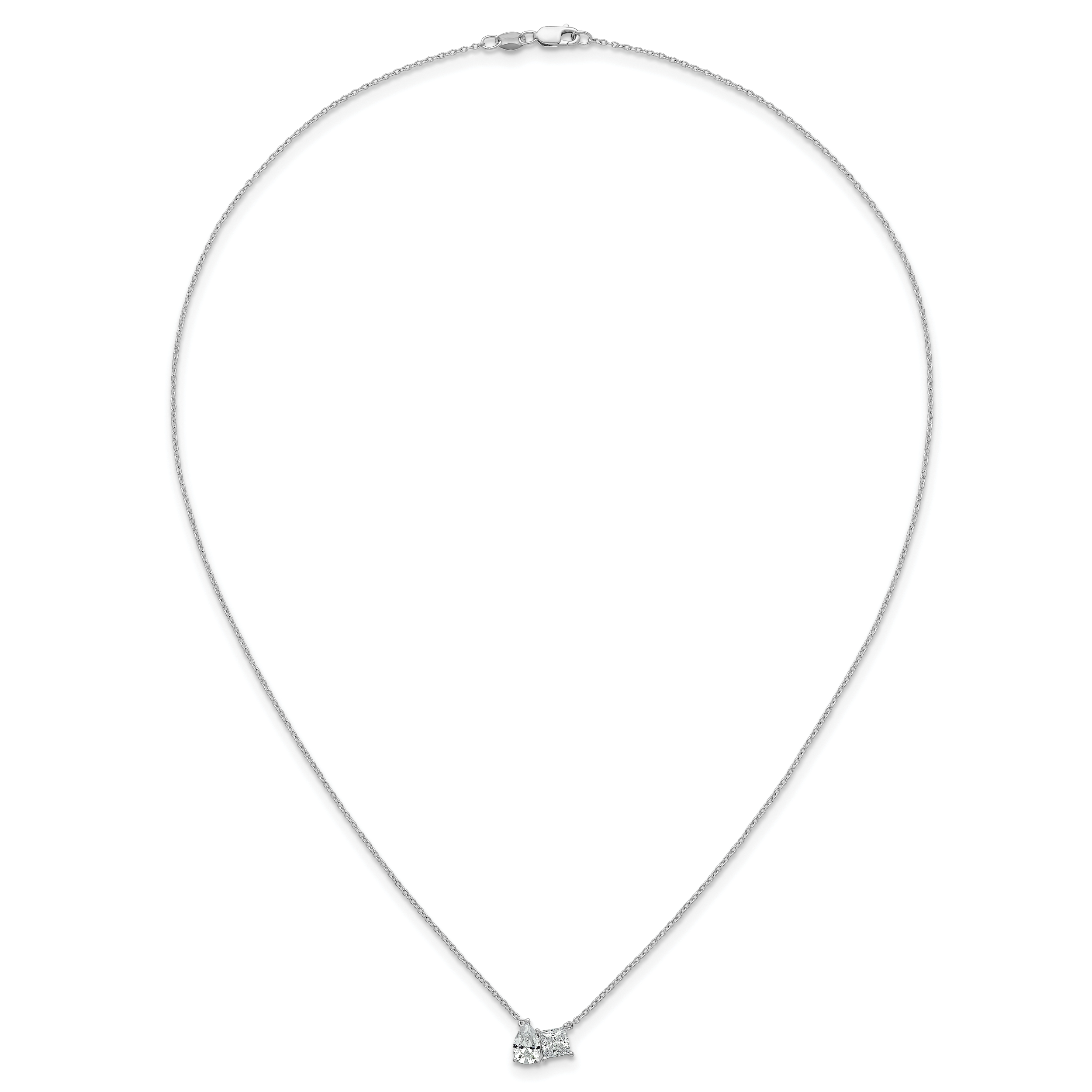 14k White Gold 1 carat Lab Grown Diamond VS+ F+ Complete 18 inch Two Stone Fashion Necklace