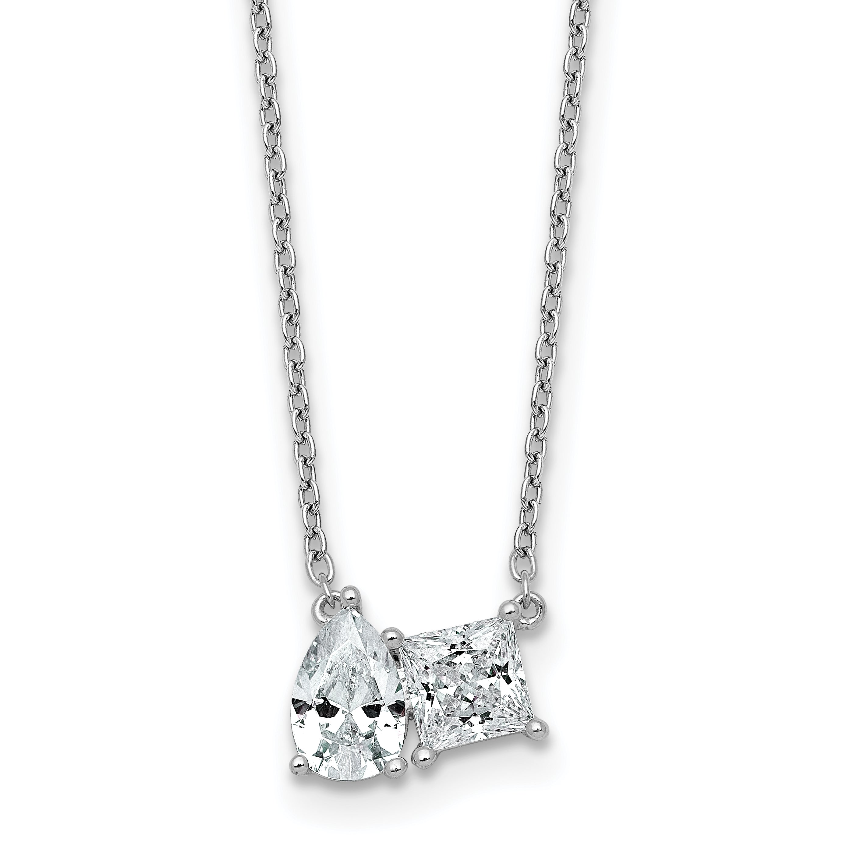 14k White Gold 1 carat Lab Grown Diamond VS+ F+ Complete 18 inch Two Stone Fashion Necklace Main image