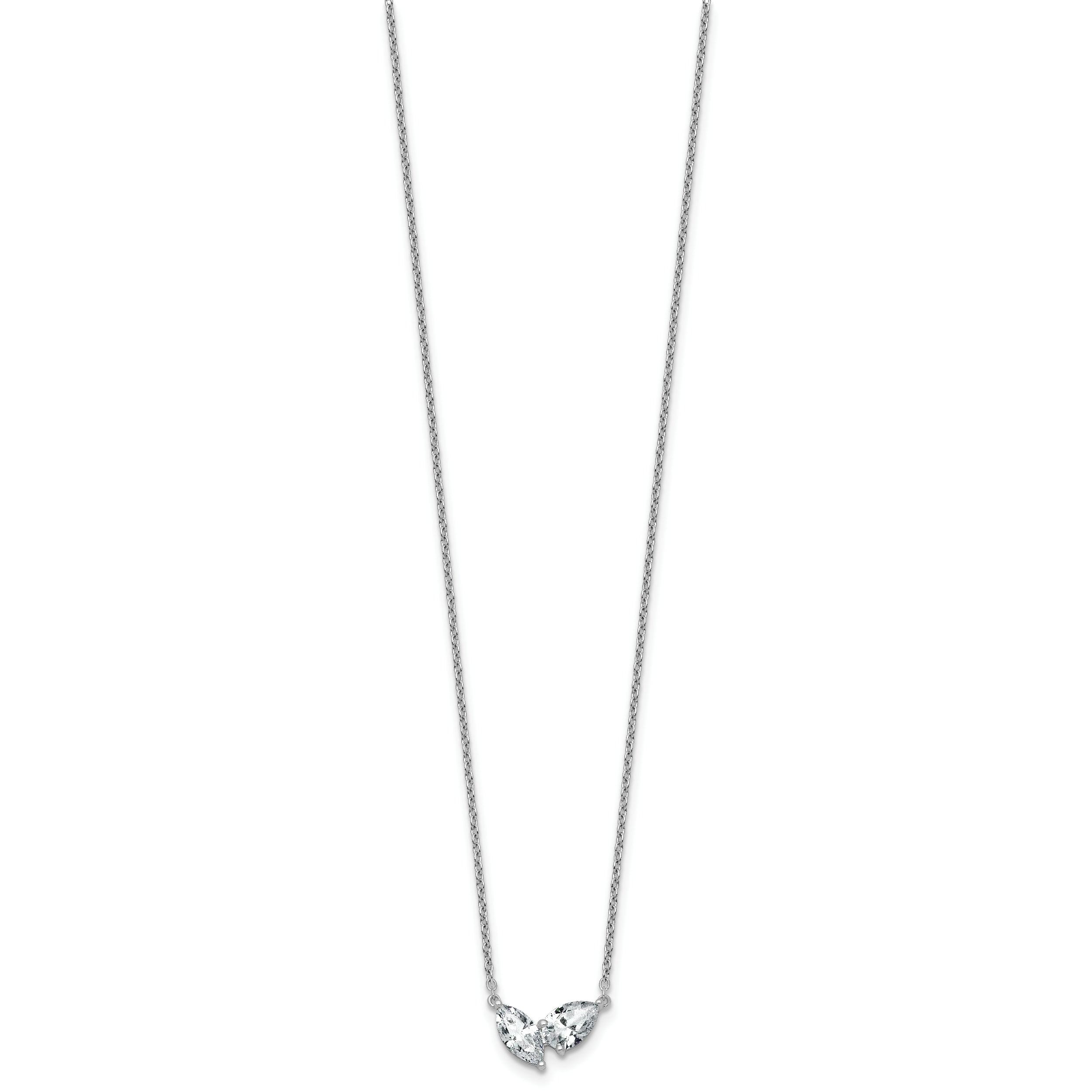 14k White Gold 1 carat Lab Grown Diamond VS+ F+ Complete 18 inch Two Stone Fashion Necklace