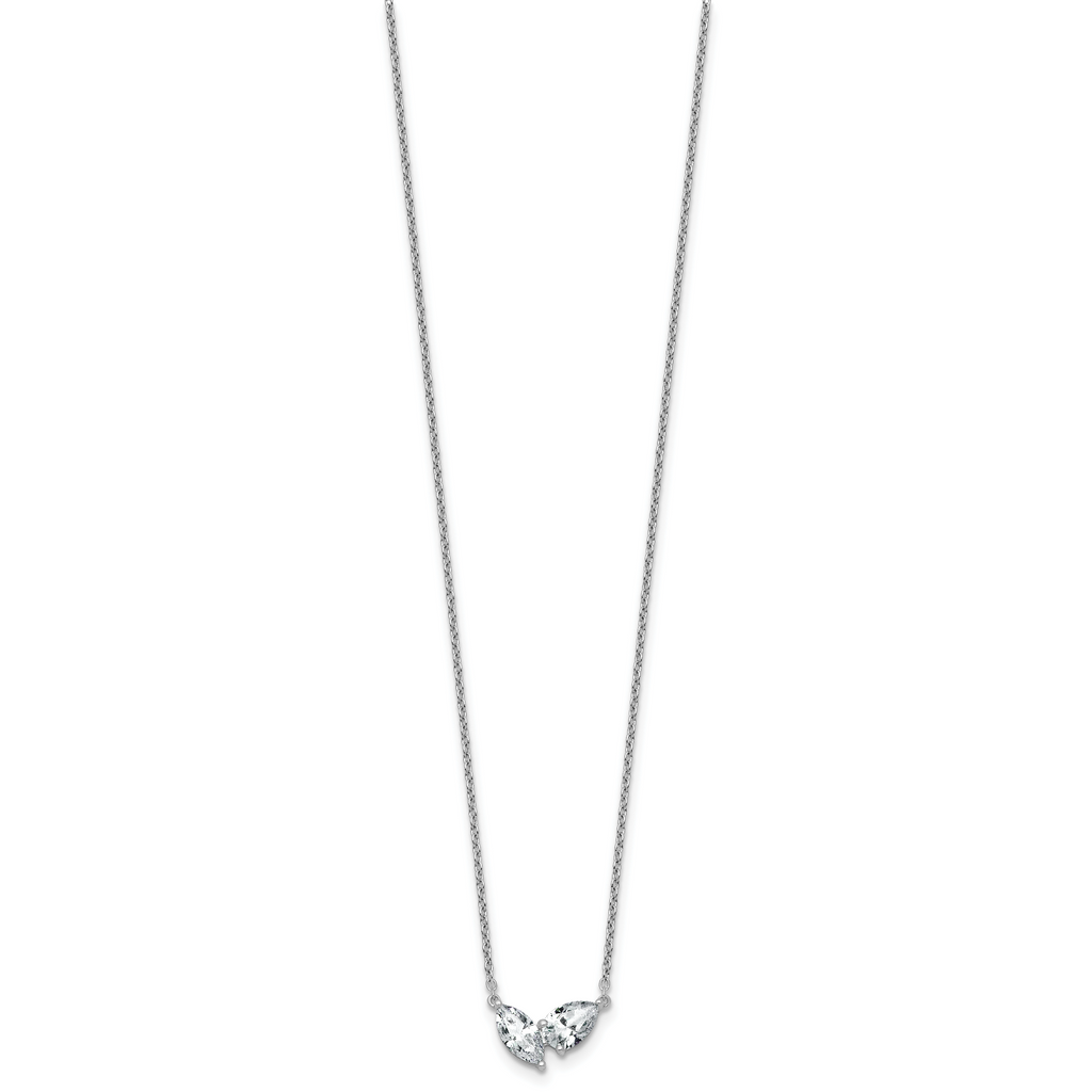 14k White Gold 1 carat Lab Grown Diamond VS+ F+ Complete 18 inch Two Stone Fashion Necklace