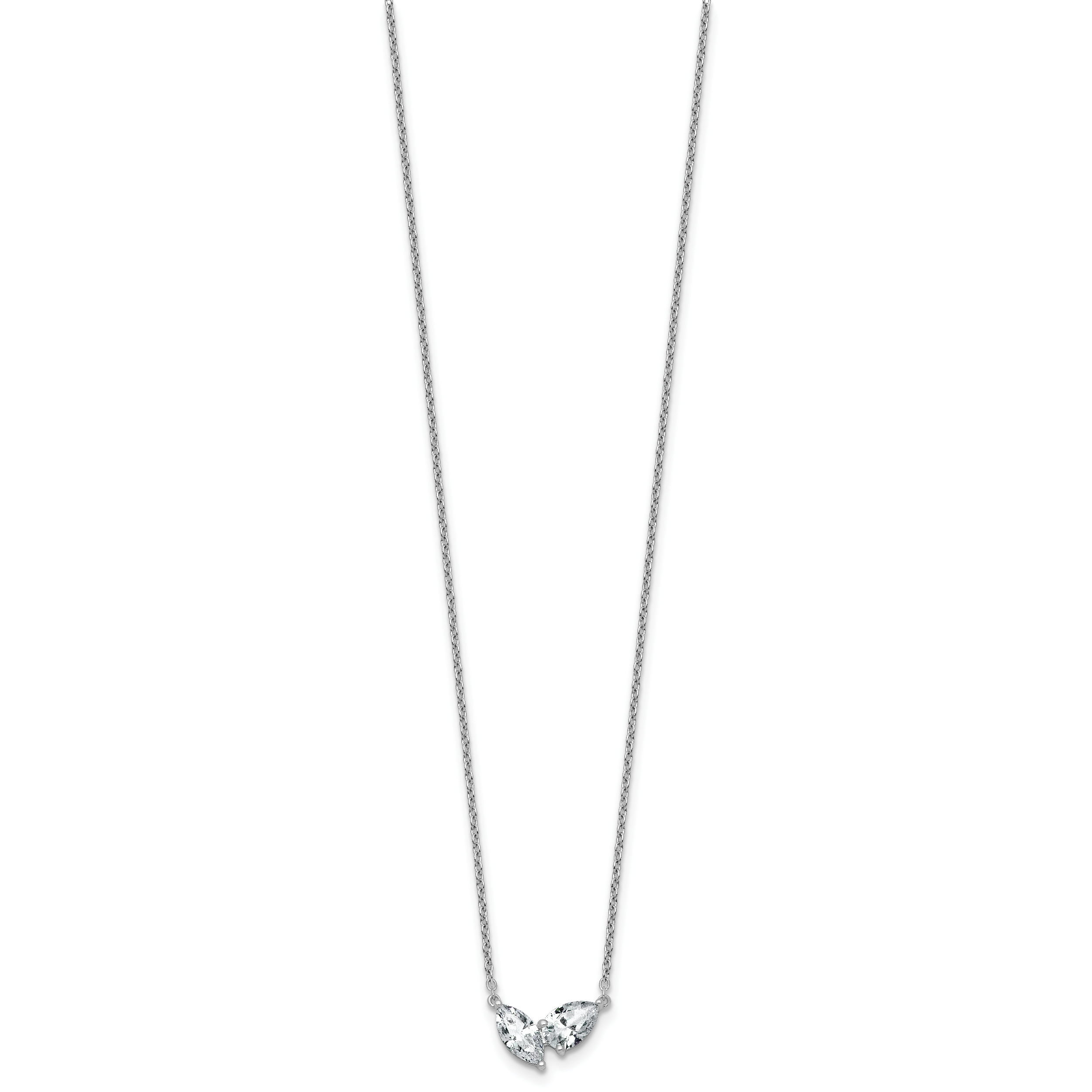 14k White Gold 1 carat Lab Grown Diamond VS+ F+ Complete 18 inch Two Stone Fashion Necklace