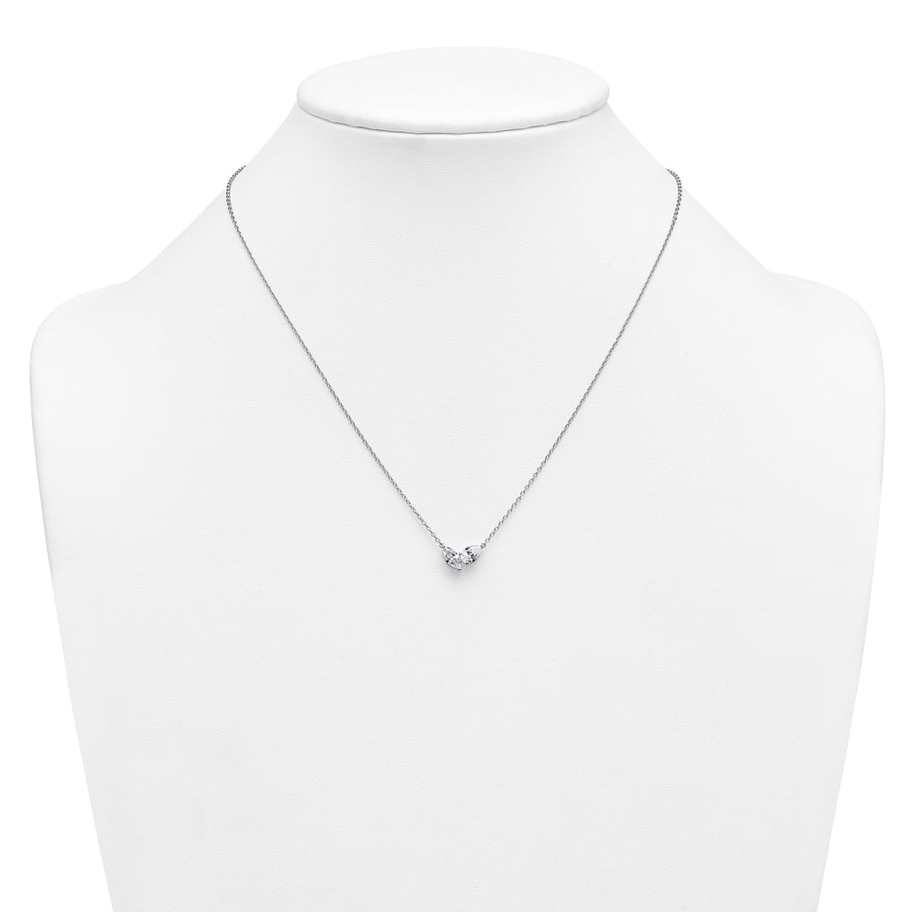 14k White Gold 1 carat Lab Grown Diamond VS+ F+ Complete 18 inch Two Stone Fashion Necklace