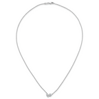 14k White Gold 1 carat Lab Grown Diamond VS+ F+ Complete 18 inch Two Stone Fashion Necklace